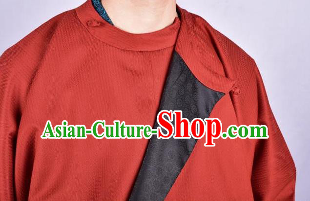 Chinese Traditional Tang Dynasty Imperial Bodyguard Hanfu Red Robe Ancient Swordsman Costume for Men