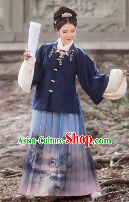 Traditional Chinese Ming Dynasty Female Winter Replica Costumes Ancient Nobility Lady Hanfu Dress for Women