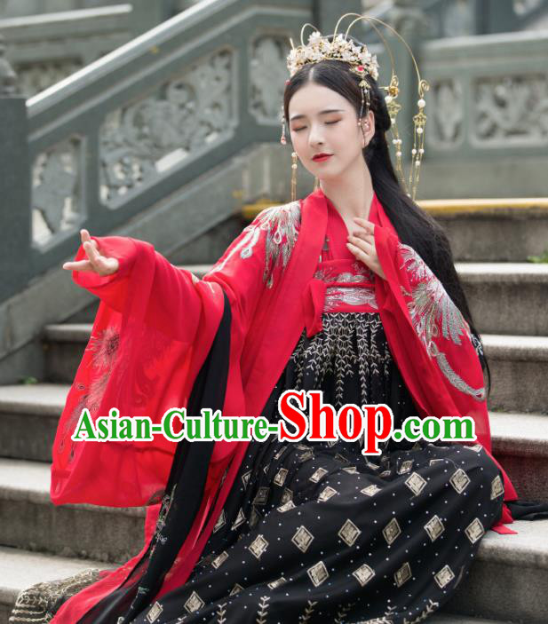 Traditional Chinese Tang Dynasty Princess Wedding Replica Costumes Ancient Nobility Lady Hanfu Dress for Women