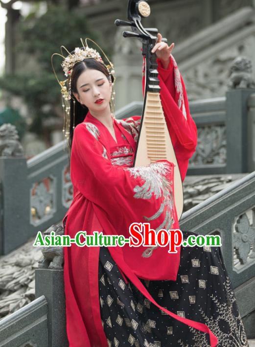 Traditional Chinese Tang Dynasty Princess Wedding Replica Costumes Ancient Nobility Lady Hanfu Dress for Women
