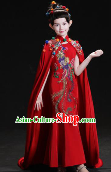 Chinese New Year Dance Performance Red Dress Kindergarten Girls Stage Show Costume for Kids