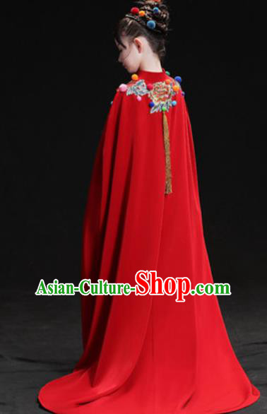 Chinese New Year Dance Performance Red Dress Kindergarten Girls Stage Show Costume for Kids