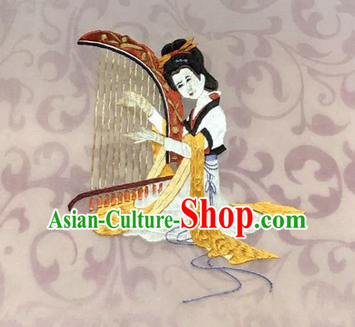 Chinese Traditional Suzhou Embroidery Palace Lady Cloth Accessories Embroidered Patches Embroidering Craft