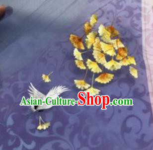 Chinese Traditional Suzhou Embroidery Ginkgo Crane Cloth Accessories Embroidered Patches Embroidering Craft