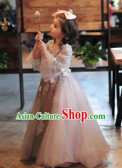 Top Grade Christmas Day Dance Performance Pink Bubble Dress Kindergarten Girl Stage Show Costume for Kids