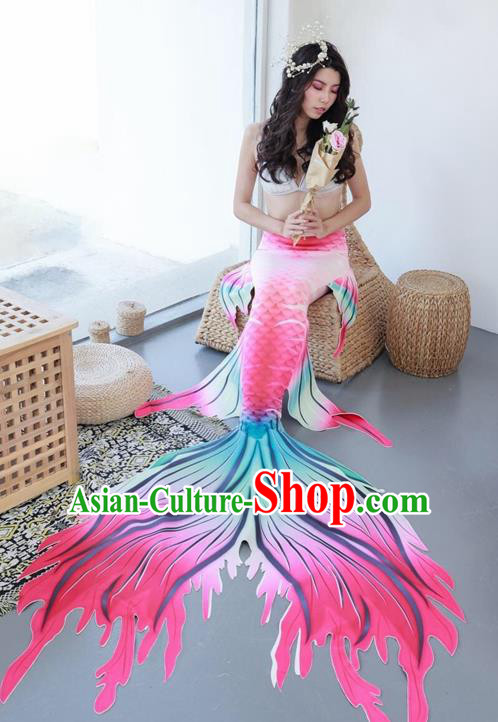 Halloween Cosplay Mermaid Fishtail Dress Nylon Pink Fish Tail Skirt Clothing for Women