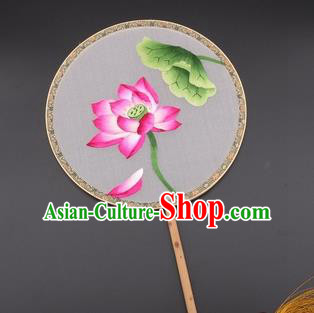 Chinese Traditional Suzhou Embroidery Lotus Palace Fans Embroidered Silk Round Fans Embroidery Craft