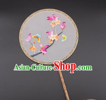 Chinese Traditional Suzhou Embroidery Palace Fans Embroidered Silk Round Fans Embroidery Craft