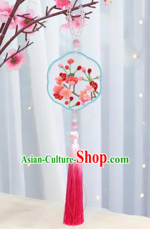 Traditional Chinese Handmade Embroidery Plum Blossom Hazelin Pendant Embroidered Amulet Accessories