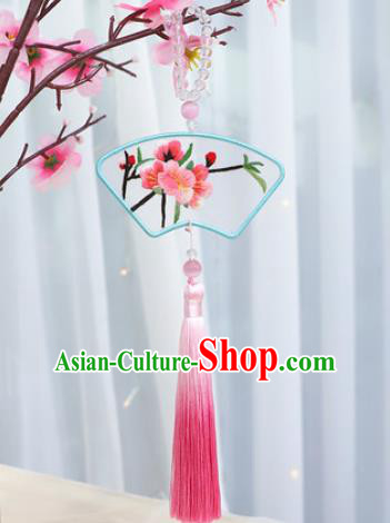 Traditional Chinese Handmade Embroidery Plum Blossom Sector Hazelin Pendant Embroidered Amulet Accessories