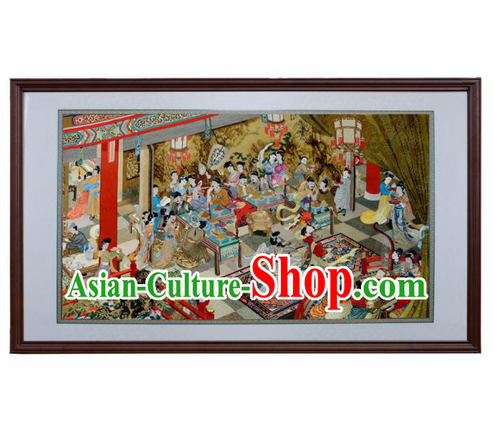 Traditional Chinese Handmade Suzhou Embroidery Han Xizai Evening Banquet Wall Picture Embroidered Scroll Embroidery Craft