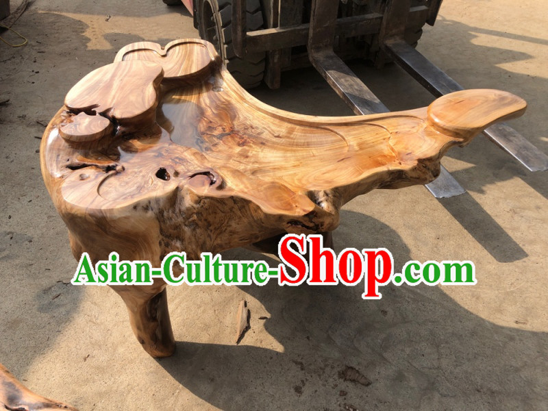 Chinese Stunning Hand Carved Tree Root Tea Table-Auspicious Cloud