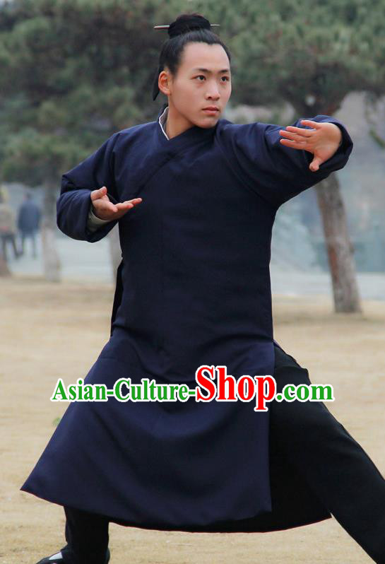 Chinese Traditional Martial Arts Winter Navy Priest Frock Kung Fu Taoist Priest Tai Chi Costume for Men