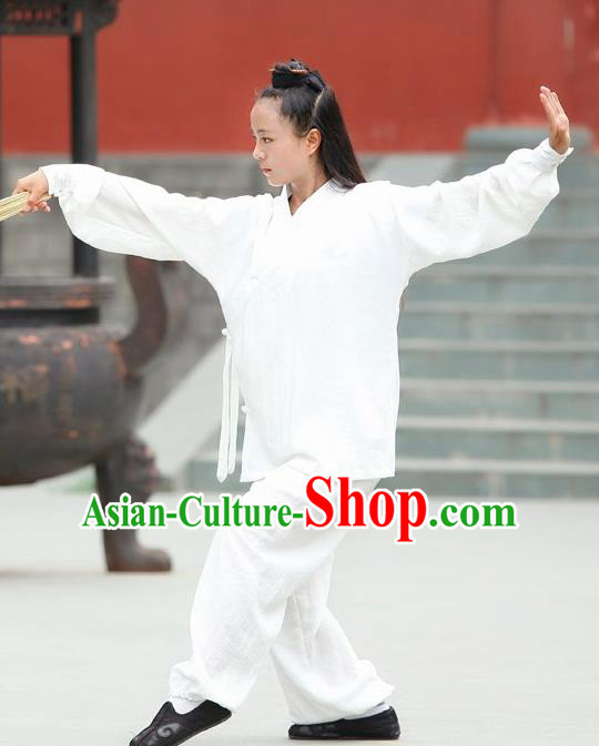 Chinese Traditional Wudang Martial Arts White Outfits Kung Fu Taoist Priest Tai Chi Costume for Women