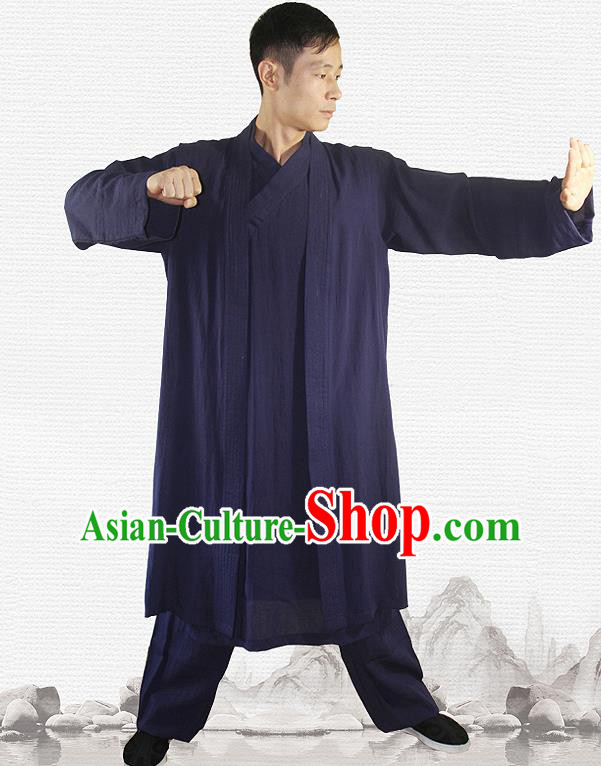 Traditional Chinese Martial Arts Navy Outfits Kung Fu Wudang Taoist Priest Tai Chi Costume for Men