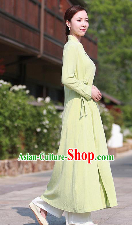 Chinese Traditional Martial Arts Yellow Slant Opening Dress Taoist Priest Tai Chi Costume for Women