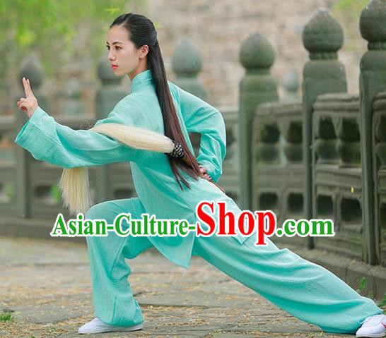 Chinese Traditional Wudang Taoist Priest Martial Arts Green Outfits Kung Fu Tai Chi Costume for Women