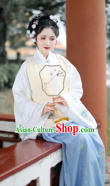 Traditional Chinese Ming Dynasty Nobility Lady Xue Baochai Embroidered Hanfu Dress Ancient Royal Princess Replica Costume for Women