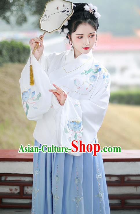 Traditional Chinese Ming Dynasty Nobility Lady Xue Baochai Embroidered Hanfu Dress Ancient Royal Princess Replica Costume for Women