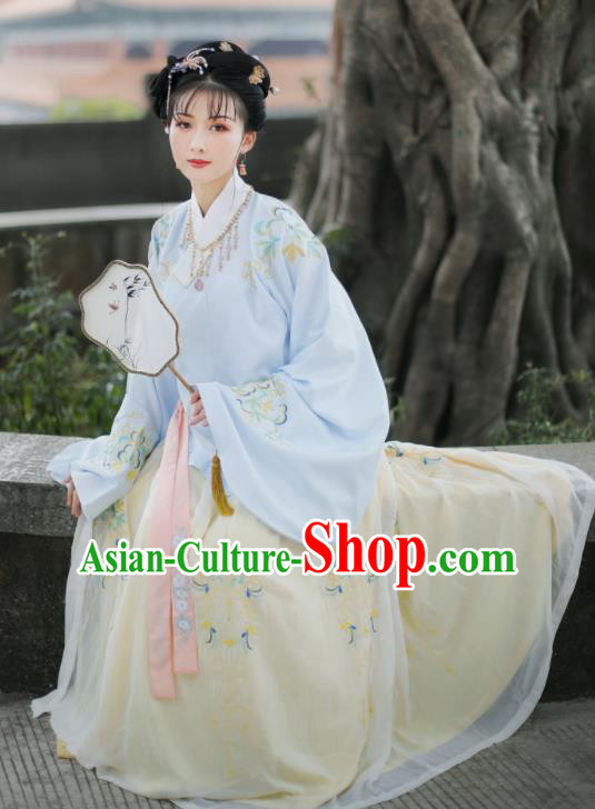 Traditional Chinese Ming Dynasty Embroidered Hanfu Dress Ancient Nobility Lady Replica Costume for Women