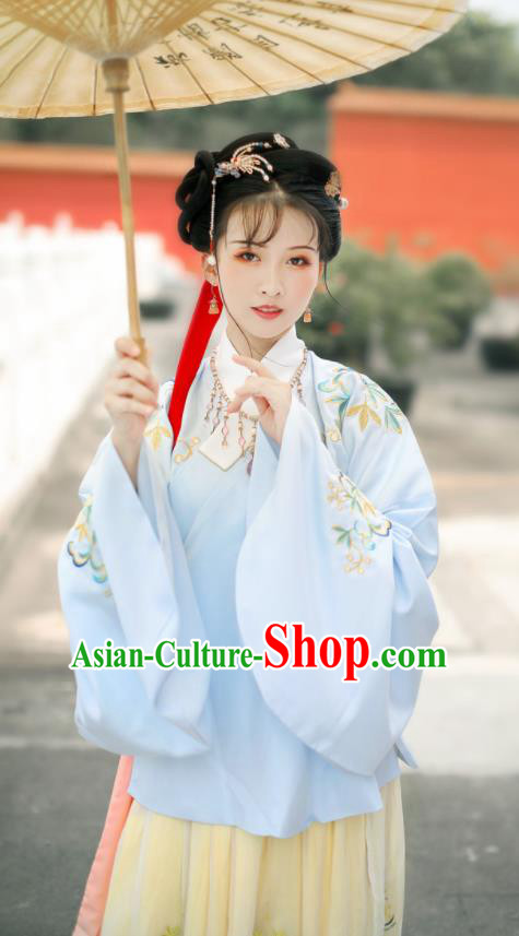 Traditional Chinese Ming Dynasty Embroidered Hanfu Dress Ancient Nobility Lady Replica Costume for Women