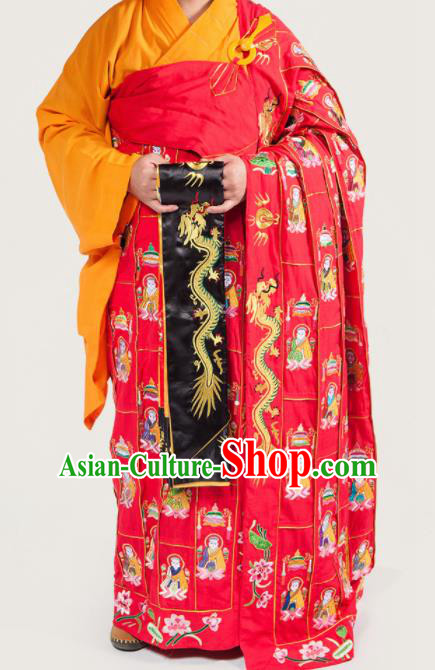 Traditional Chinese Monk Costume Buddhists Abbot Red Cassock Clothing for Men