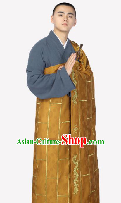 Traditional Chinese Monk Costume Buddhists Brownness Cassock for Men