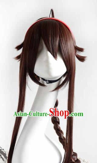 Top Grade Cosplay Fairy Swordsman Brown Wigs Hair Accessories for Women