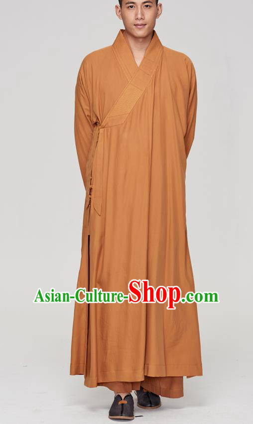 Traditional Chinese Monk Costume Buddhists Yellow Long Robe for Men