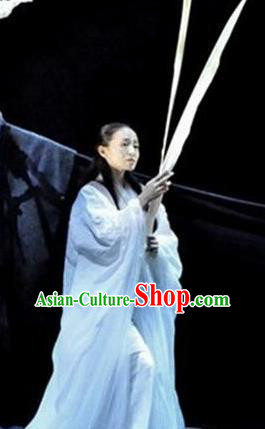 the Twenty Four Solar Terms Traditional Chinese Classical Dance White Dress and Headwear for Women