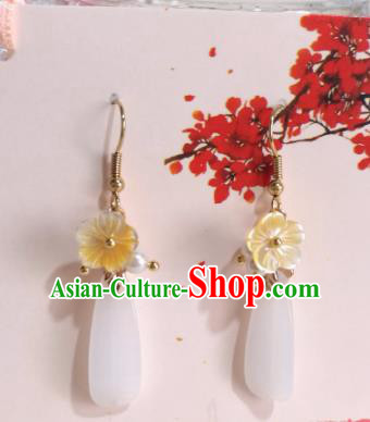 Traditional Chinese Classical White Earrings Hanfu Jewelry Accessories for Women