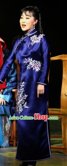 Traditional Chinese Drama Tian Ming Classical Dance Royalblue Costume and Headwear for Women