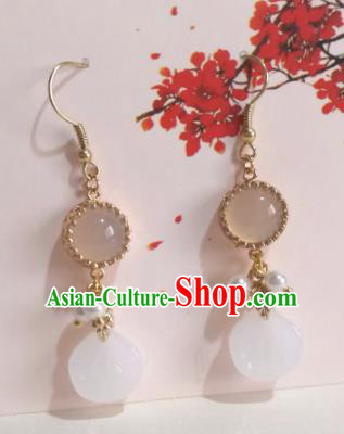 Traditional Chinese Classical Chalcedony Earrings Hanfu Jewelry Accessories for Women