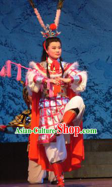 Bai Tu Ji Traditional Chinese Shaoxing Opera Takefu Stage Performance Costumes and Headwear for Men