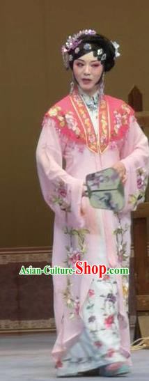 Bai Tu Ji Traditional Chinese Shaoxing Opera Diva Pink Costume and Headwear for Women