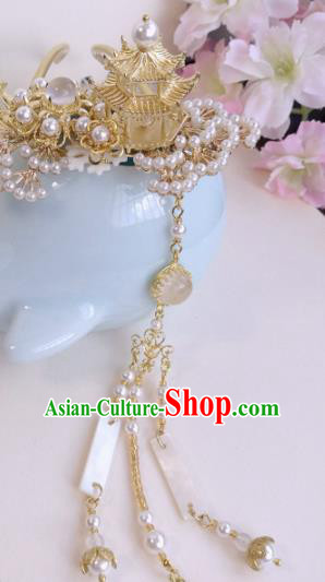 Traditional Chinese Classical Golden Pine Tassel Hairpins Ancient Hanfu Hair Accessories for Women