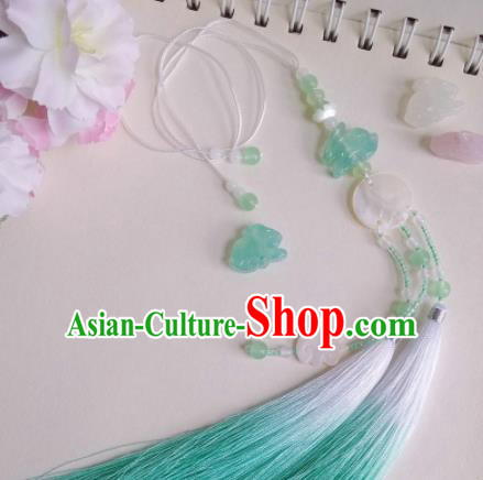 Traditional Chinese Classical Green Tassel Waist Pendant Hanfu Brooch Accessories for Women