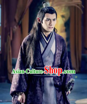 The Untamed Ancient Chinese Nobility Childe Swordsman Jiang Cheng Purple Costumes for Men