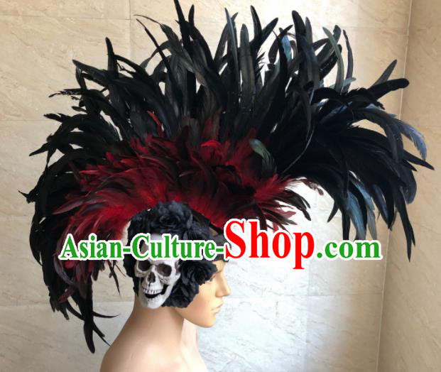 Top Halloween Deluxe Feather Headwear Brazilian Carnival Samba Dance Hair Accessories for Men