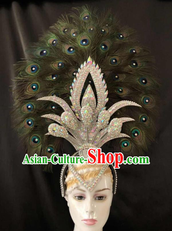 Top Halloween Samba Dance Deluxe Peacock Feather Hat Brazilian Rio Carnival Hair Accessories for Women