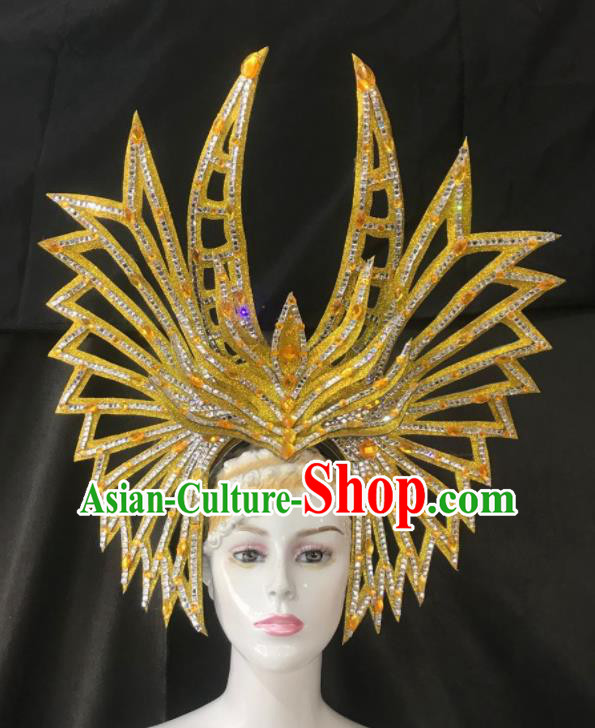 Top Halloween Samba Dance Golden Hat Brazilian Rio Carnival Deluxe Hair Accessories for Women