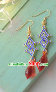 Traditional Chinese Hanfu Blueing Earrings Ancient Princess Ear Jewelry Accessories for Women