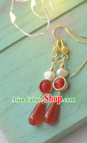 Traditional Chinese Hanfu Red Grass Earrings Ancient Princess Ear Jewelry Accessories for Women