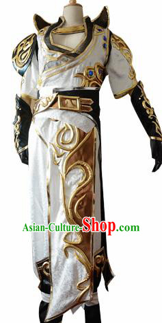 Traditional Chinese Cosplay Knight White Clothing Ancient Swordsman Costume for Men