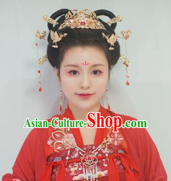 Traditional Chinese Classical Tang Dynasty Hair Crown Hairpins Ancient Princess Hanfu Hair Accessories for Women