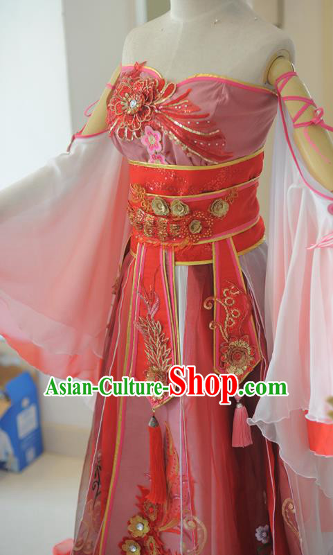 Chinese Cosplay Tang Dynasty Princess Red Dress Ancient Female Swordsman Heroine Costume for Women