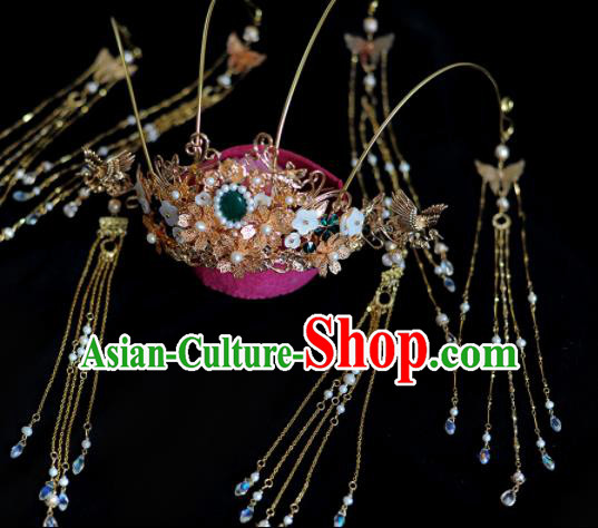 Traditional Chinese Classical Tang Dynasty Tassel Phoenix Coronet Hairpins Ancient Princess Hanfu Hair Accessories for Women