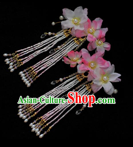 Traditional Chinese Classical Silk Flowers Hair Claws Hairpins Ancient Princess Hanfu Hair Accessories for Women