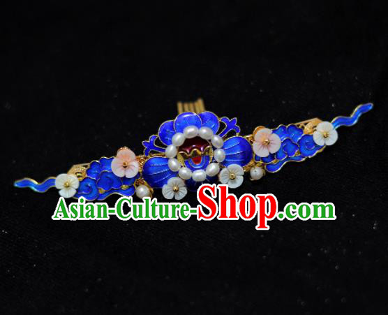 Traditional Chinese Classical Cloisonne Hair Comb Hairpins Ancient Princess Hanfu Hair Accessories for Women