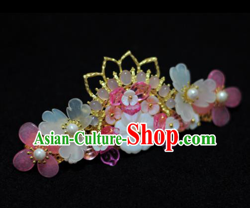 Traditional Chinese Classical Lotus Hair Crown Hairpins Ancient Princess Hanfu Hair Accessories for Women